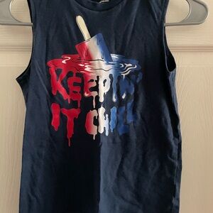 Navy Sleeveless Tank Top with Popsicle Graphic
